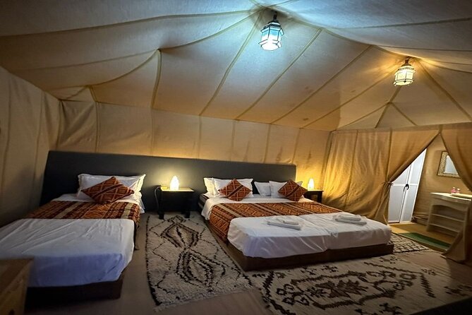 2 Nights in Luxury Camp and Camel Trekking in Merzouga Desert - Luxury camp basics: tents, phone charging, and hot water