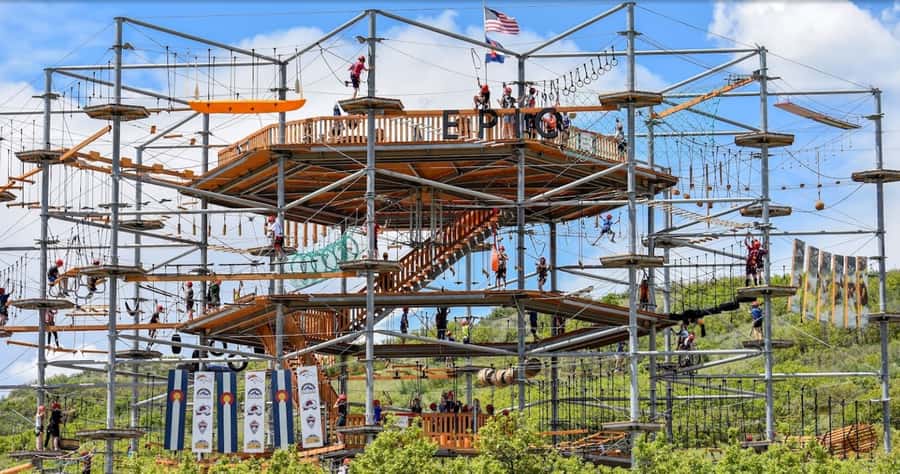 Castle Rock: The EDGE Epic Sky Trek - The sky trek layout: 10,000 sq ft, 50 ft up, and over 110 challenges