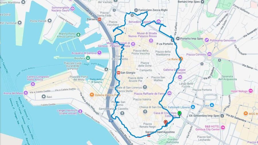 Genoa: Columbus Trail Urban Trekking with Wine & Local Tastings - Down toward Piazza De Ferrari: UNESCO Via Garibaldi and big-city Genoa