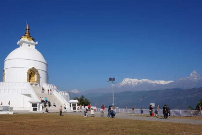 Pokhara: 1-Day World Peace Pagoda and Lord Shiva Statue Trek - World Peace Pagoda on Ananda Hill: peace message plus serious viewpoints