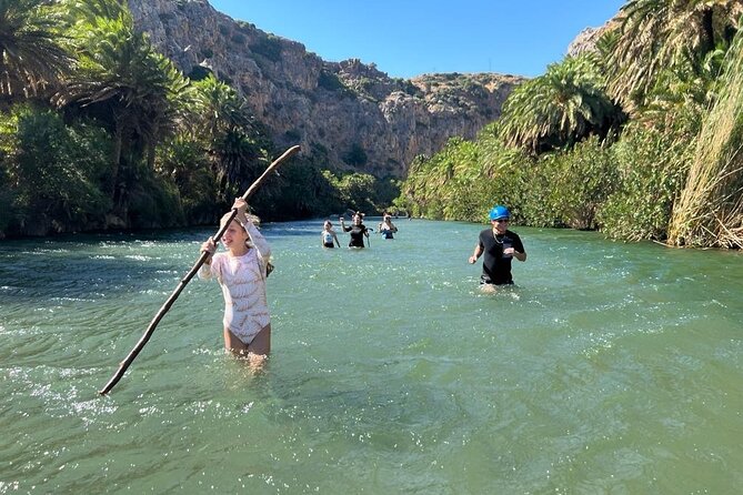 River Trekking at Kourtaliotiko Gorge Waterfalls to Preveli Beach - Kourtaliotiko Gorge waterfall: the cold plunge start