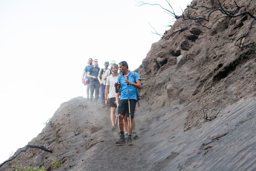 Stromboli: Sunset Trekking at Sciara del Fuoco - Descending in the dark with headlamps: focus beats speed