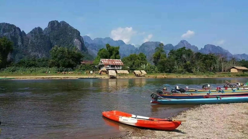 Vang Vieng: Day Tour with Kayaking, Ziplining, and Rafting - Blue Lagoon 1: the cool-down that can feel crowded